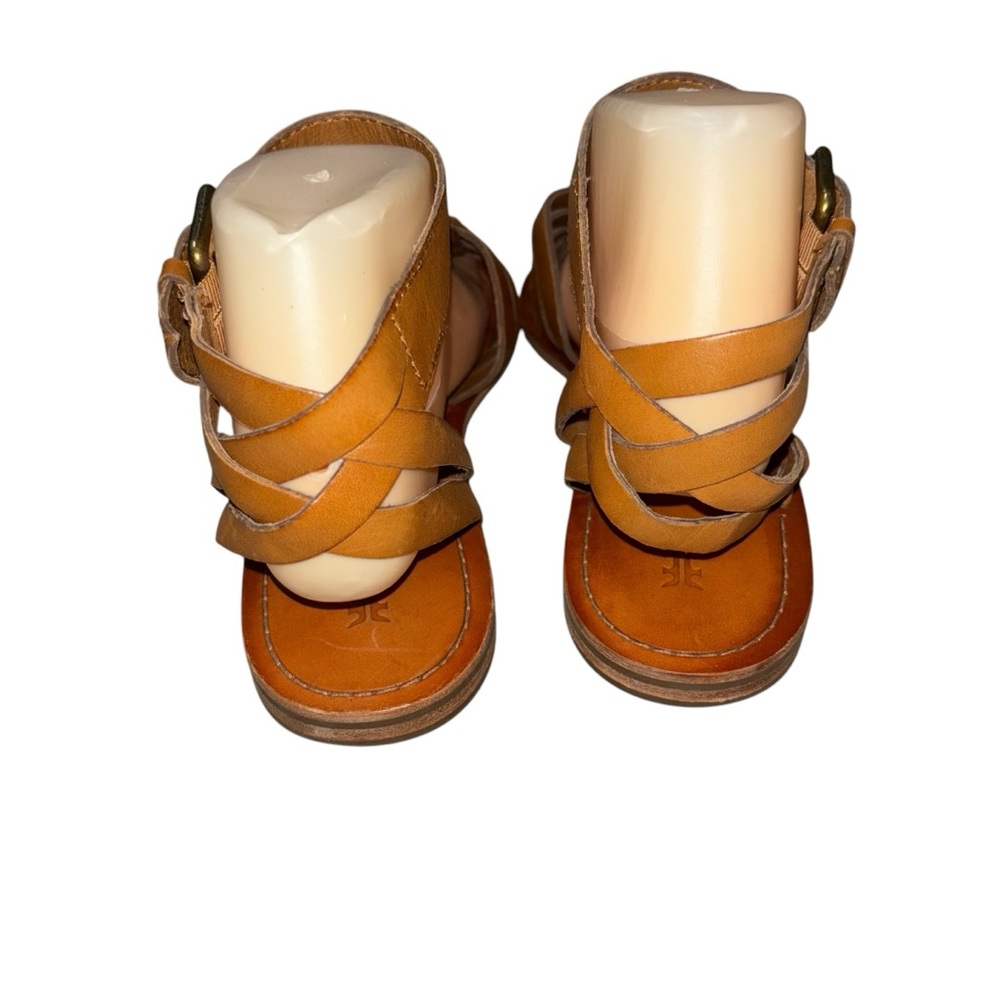 Frye Women's Size 9.5 Riley Huarache Woven Leather Sandal w. Ankle Strap Tan - Picture 8 of 9